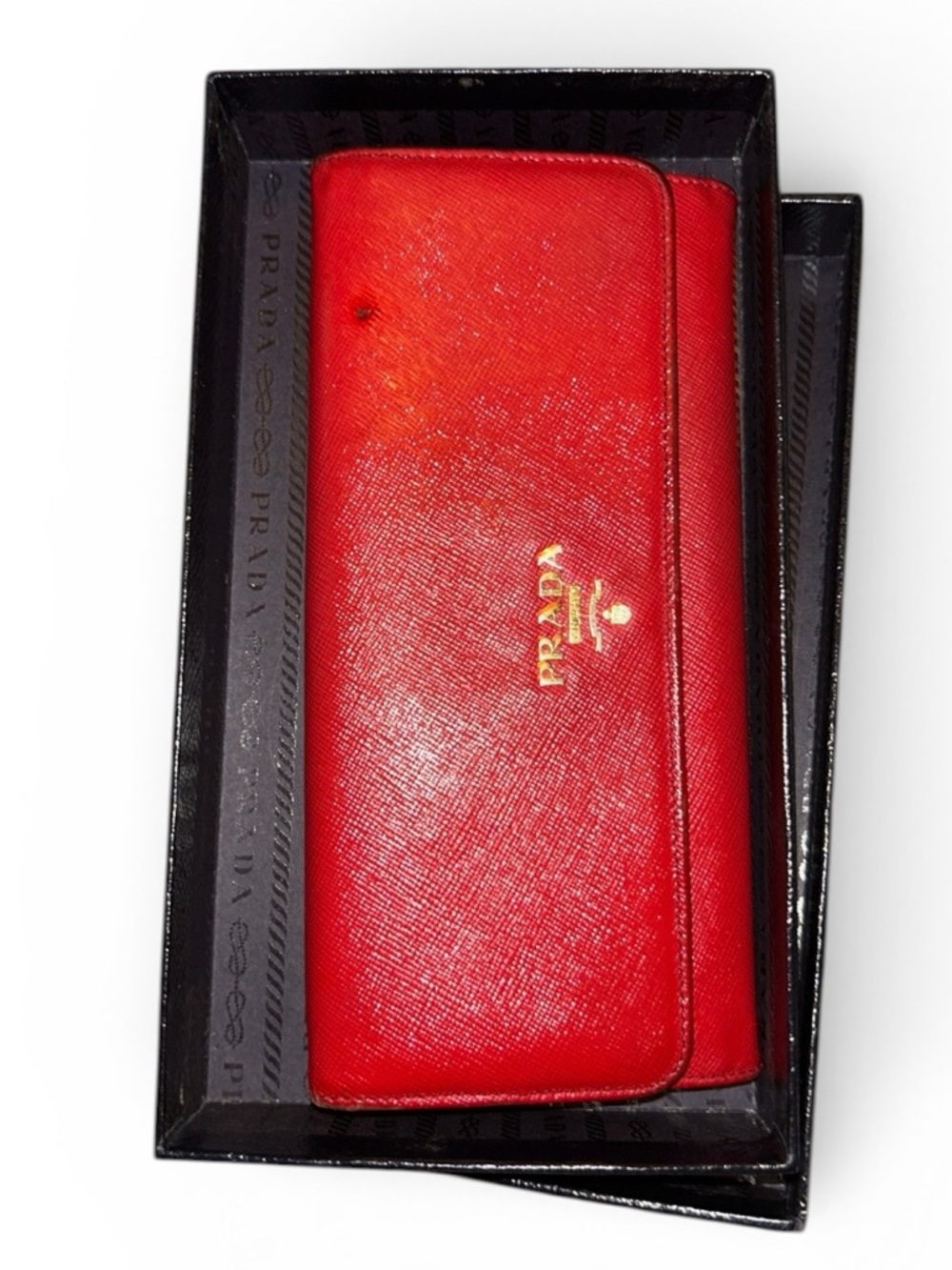 Prada Red Leather Wallet with box